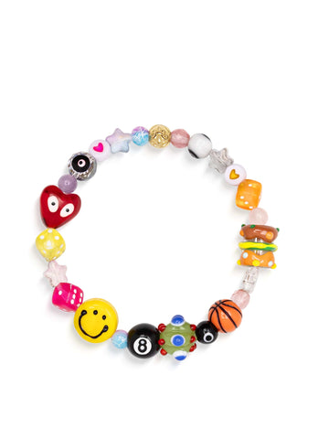 Nialaya Men's Beaded Bracelet Happy Life Pearl Bracelet Happy Life Pearl Bracelet